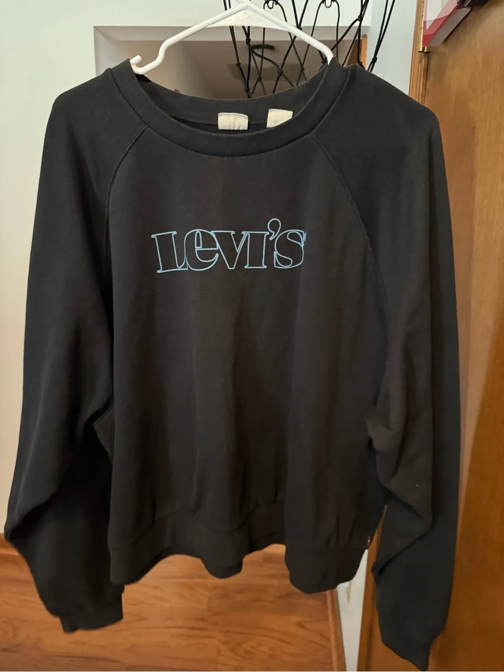 Levi's Black Crewneck Sweatshirt with Light Blue Logo